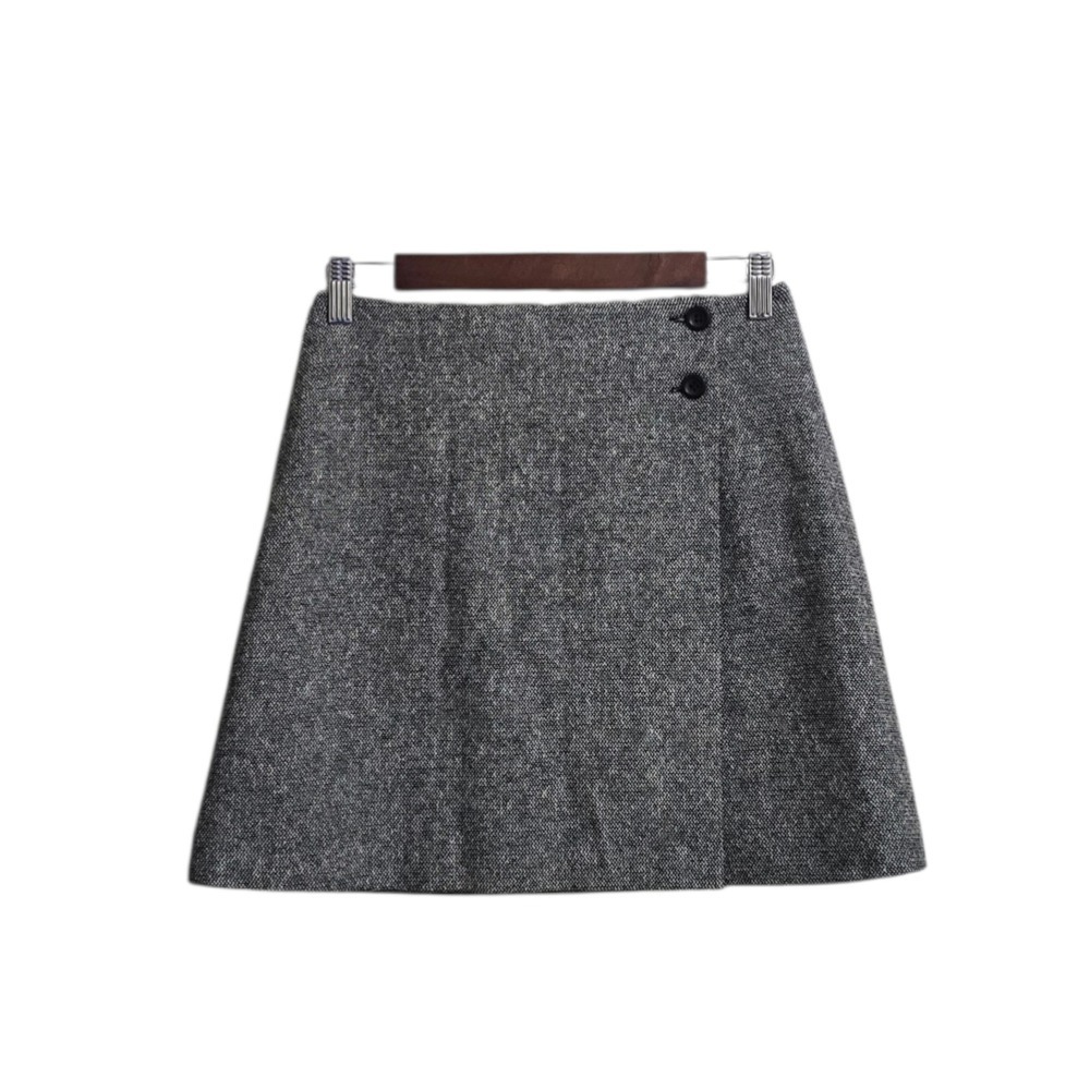 Hugo Buscati Wool Blend A-Line Faux Wrap Mini Skirt Sz 4